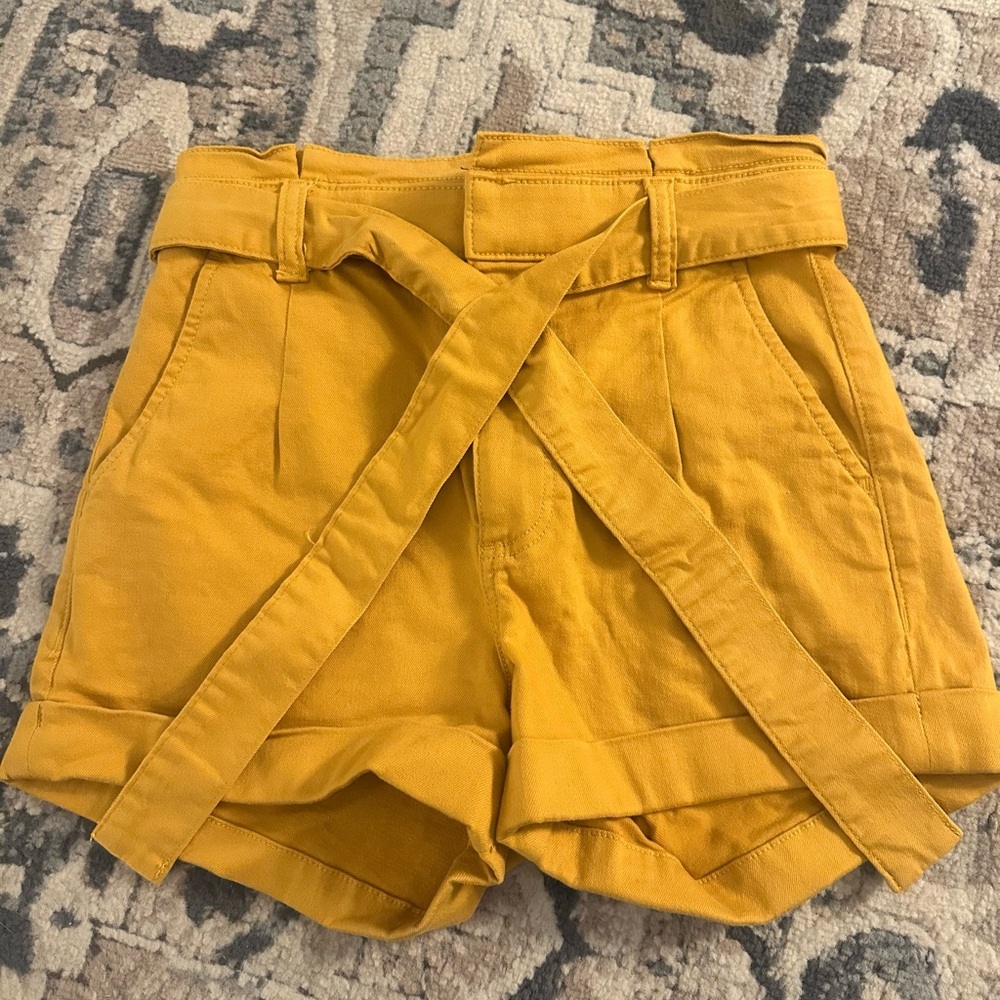 Express High Waist Mustard Shorts
